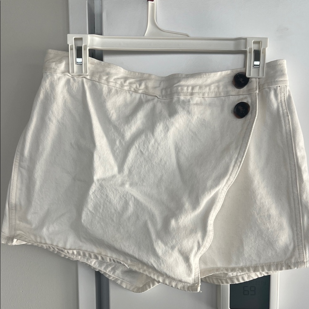 Madewell White Button-Detail Skort - 100% Cotton